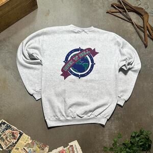 Vintage 90s Hard Rock Cafe Dallas Crewneck Men XL Grey Purple Graphic Sweatshirt